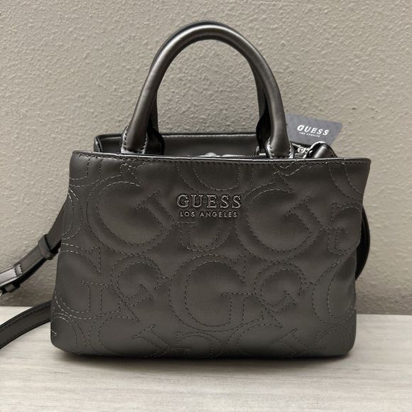 GUESS Pewter Minney Mini Satchel Convertible, Crossbody Bag - Picture 2 of 15